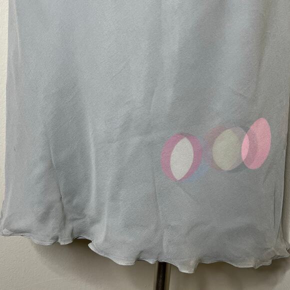 Y2K Banana Republic 100% Silk Dress 2 Gray Lettuce Hem Knee Length Polka Dot VTG - Picture 5 of 11